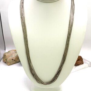 Liquid Silver Fine Bead Necklace 20 Strands 24" long Vtg Sterling Silver J856